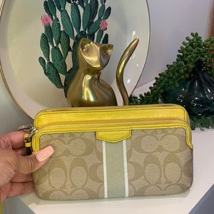 Coach y2k yellow monogram wristlet
